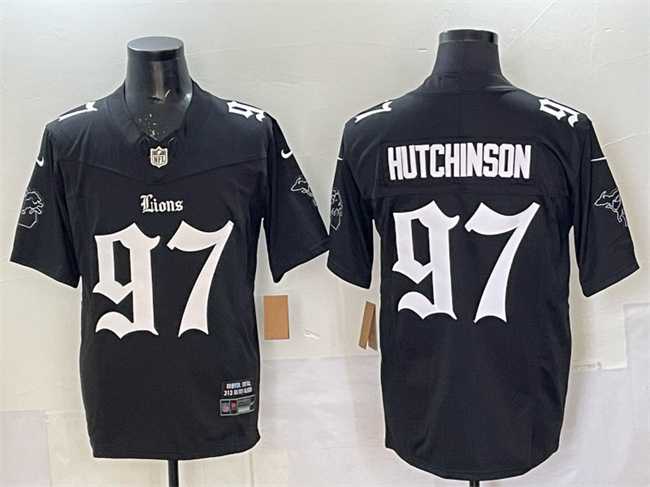 Men%27s Detroit Lions #97 Aidan Hutchinson Black 2025 F.U.S.E. %27Gothic Motor Grit Edition%27 Vapor Limited Stitched Jersey Dzhi->green bay packers->NFL Jersey