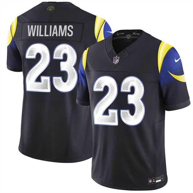 Mens Los Angeles Rams #23 Kyren Williams midnight blue 2025 F.U.S.E. Rivalries Vapor Limited Stitched Jersey->los angeles rams->NFL Jersey