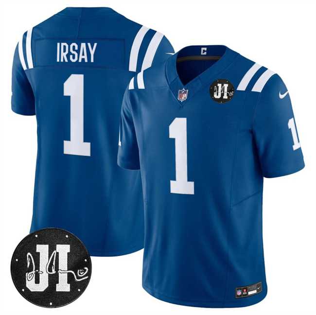 Mens Indianapolis Colts #1 Jim Irsay Blue 2025 F.U.S.E. Jim Irsay Patch Vapor Limited Stitched Jersey Dzhi->indianapolis colts->NFL Jersey