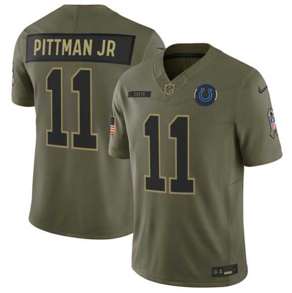 Mens Indianapolis Colts #11 Michael Pittman Jr. Olive 2025 Salute to Service Limited Stitched Jersey Dyin->indianapolis colts->NFL Jersey