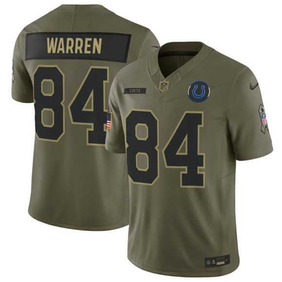 Mens Indianapolis Colts #84 Tyler Warren Olive 2025 Salute to Service Limited Stitched Jersey Dyin->indianapolis colts->NFL Jersey