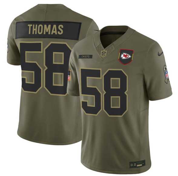 Mens Kansas City Chiefs #58 Derrick Thomas Olive 2025 Salute to Service Limited Stitched Jersey Dyin->kansas city chiefs->NFL Jersey