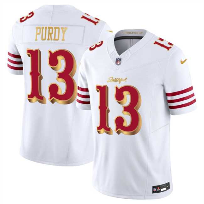 Men%27s San Francisco 49ers #13 Brock Purdy White Gold 2025 F.U.S.E. %27Rivalries%27 Vapor Limited Stitched Jersey->san francisco 49ers->NFL Jersey