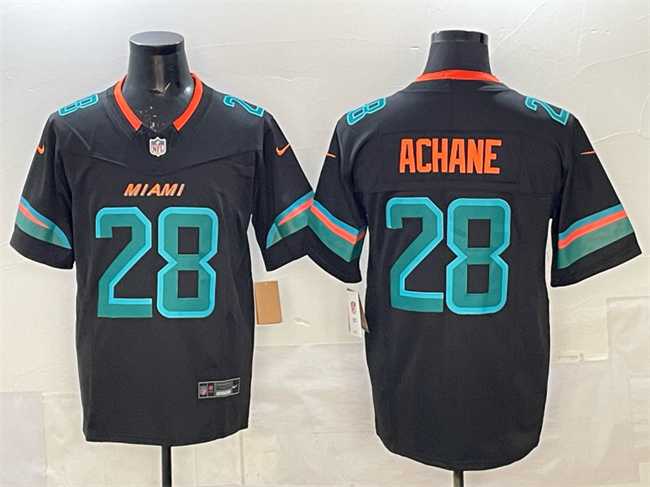 Mens Miami Dolphins #28 DeVon Achane Black 2025 F.U.S.E. Rivalries Vapor Limited Stitched Jersey Dzhi->miami dolphins->NFL Jersey