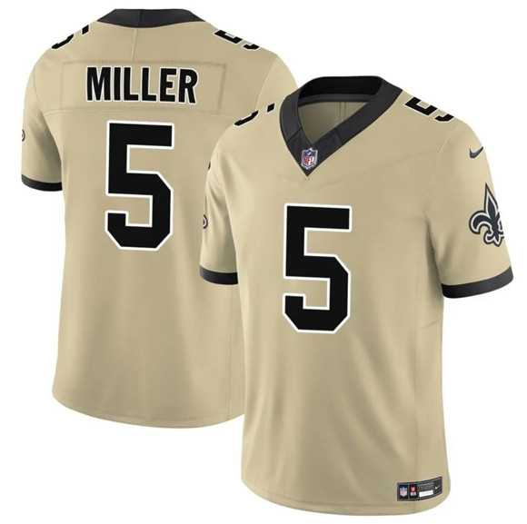 Mens New Orleans Saints #5 Kendre Miller Gold 2025 F.U.S.E. Alternate Vapor Limited Stitched Jersey Dzhi->new orleans saints->NFL Jersey