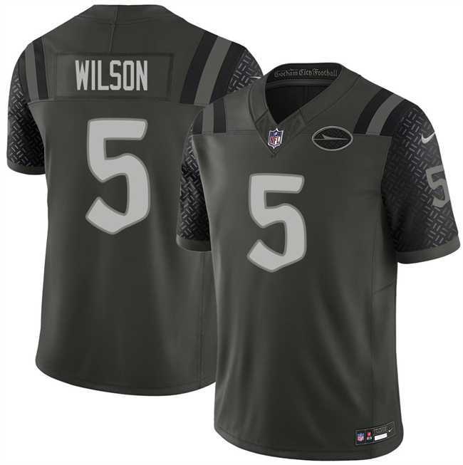 Men%27s New York Jets #5 Garrett Wilson Black 2025 F.U.S.E. %27Rivalries%27 Vapor Limited Stitched Jersey Dzhi->new york jets->NFL Jersey