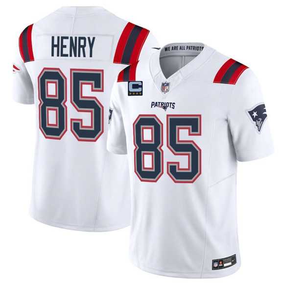 Men%27s New England Patriots #85 Hunter Henry White 2025 F.U.S.E. With 4-Star C Patch Vapor Limited Stitched Jersey Dzhi->new york giants->NFL Jersey