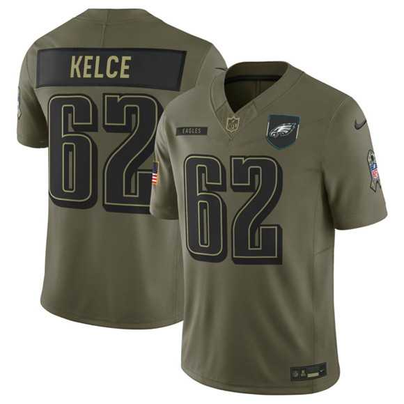 Men%27s Philadelphia Eagles #62 Jason Kelce Olive 2025 Salute to Service Limited Stitched Jersey Dyin->pittsburgh steelers->NFL Jersey