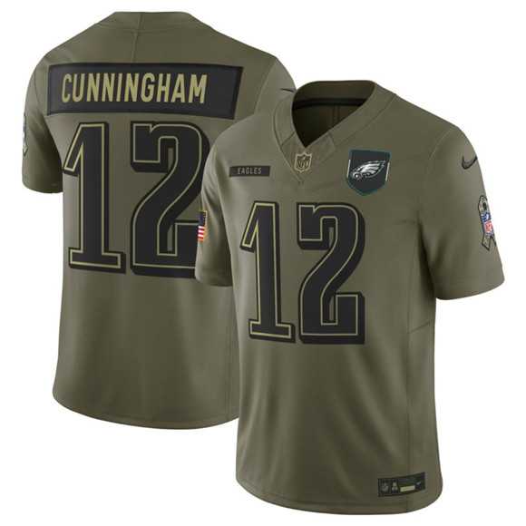 Men%27s Philadelphia Eagles #12 Randall Cunningham Olive 2025 Salute to Service Limited Stitched Jersey Dyin->philadelphia eagles->NFL Jersey