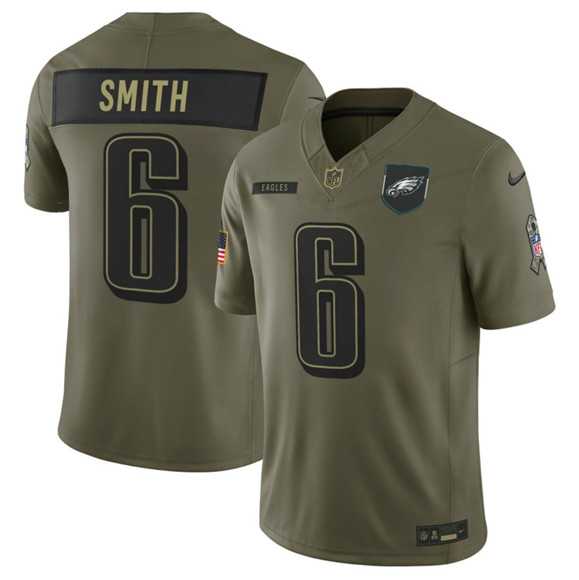 Men%27s Philadelphia Eagles #6 DeVonta Smith Olive 2025 Salute to Service Limited Stitched Jersey Dyin->philadelphia eagles->NFL Jersey