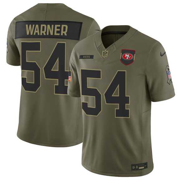 Men%27s San Francisco 49ers #54 Fred Warner Olive 2025 Salute to Service Limited Stitched Jersey Dyin->san francisco 49ers->NFL Jersey