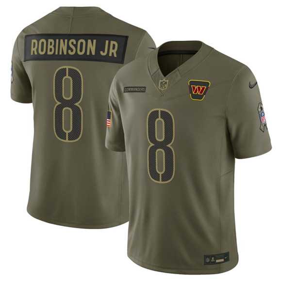 Mens Washington Commanders #8 Brian Robinson Jr. Olive 2025 Salute to Service Limited Stitched Jersey Dyin->washington commanders->NFL Jersey