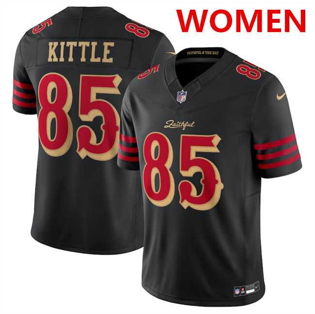 Women%27s San Francisco 49ers #85 George kittle Black 2025 F.U.S.E. %27Rivalries%27 Vapor Limited Stitched Jersey Dzhi->green bay packers->NFL Jersey