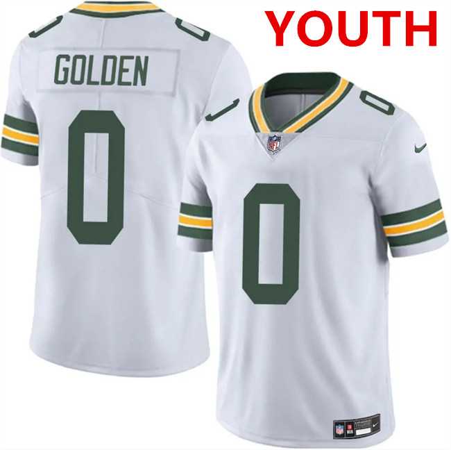 Youth Green Bay Packers #0 matthew golden white 2025 Vapor Untouchable Limited Stitched Jersey Dzhi->nba shorts->NBA Jersey