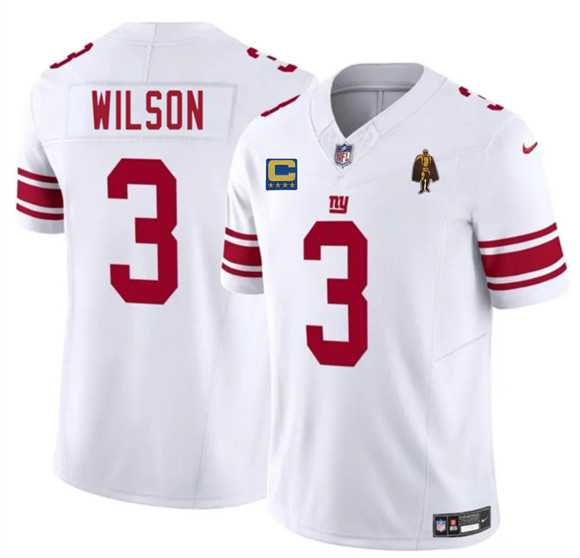 Mens New York Giants #3 Russell Wilson White 2025 F.U.S.E. With 4-star C Patch And Walter Payton Patch Vapor Untouchable Limited Stitched Jersey Dzhi->new york giants->NFL Jersey
