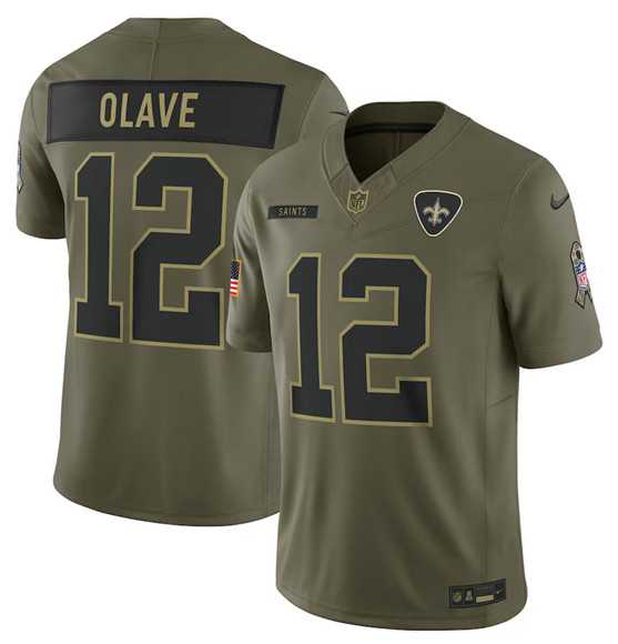 Mens New Orleans Saints #12 Chris Olave Olive 2025 Salute to Service Limited Stitched Jersey Dyin->new orleans saints->NFL Jersey
