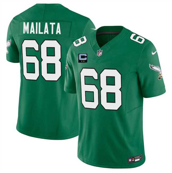 Men%27s Philadelphia Eagles #68 Jordan Mailata Kelly Green 2025 F.U.S.E. With 2-Star C Patch Vapor Untouchable Limited Throwback Stitched Jersey Dzhi->philadelphia eagles->NFL Jersey