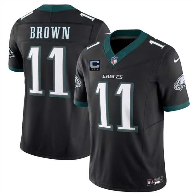Men%27s Philadelphia Eagles #11 A.J. Brown Black 2025 F.U.S.E. With 3-Star C Patch Vapor Untouchable Limited Stitched Jersey Dzhi->philadelphia eagles->NFL Jersey