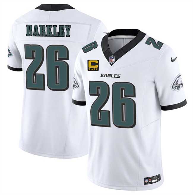 Men%27s Philadelphia Eagles #26 Saquon Barkley White 2025 F.U.S.E. With 4-Star C Patch Vapor Untouchable Limited Stitched Jersey Dzhi->philadelphia eagles->NFL Jersey