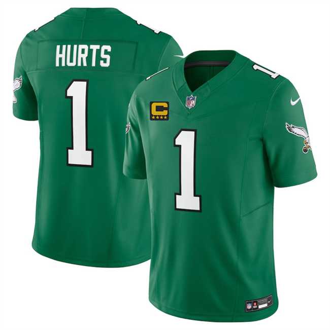 Men%27s Philadelphia Eagles #1 Jalen Jurts Kelly Green 2025 F.U.S.E. With 4-Star C Patch Vapor Untouchable Limited Throwback Stitched Jersey Dzhi->philadelphia eagles->NFL Jersey
