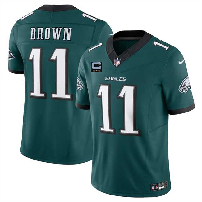 Men%27s Philadelphia Eagles #11 A.J. Brown Green 2025 F.U.S.E. With 3-Star C Patch Vapor Untouchable Limited Stitched Jersey Dzhi->philadelphia eagles->NFL Jersey