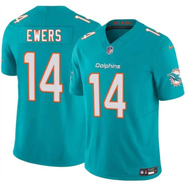 Men & Women & Youth Miami Dolphins #14 Quinn Ewers Aqua 2025 Draft F.U.S.E. Vapor Limited Stitched Jersey->los angeles chargers->NFL Jersey