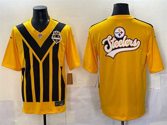 Men%27s Pittsburgh Steelers Team Big Logo Gold 1933 Throwback Alternate Stitched Jersey->san francisco 49ers->NFL Jersey
