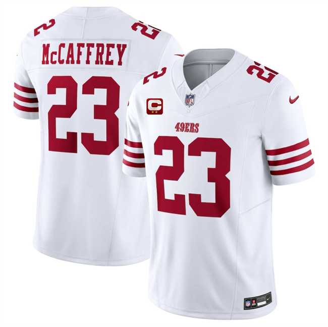Men%27s San Francisco 49ers #23 Christian McCaffrey White 2025 F.U.S.E. With 2-Star C Patch Vapor Untouchable Limited Stitched Jersey Dzhi->san francisco 49ers->NFL Jersey