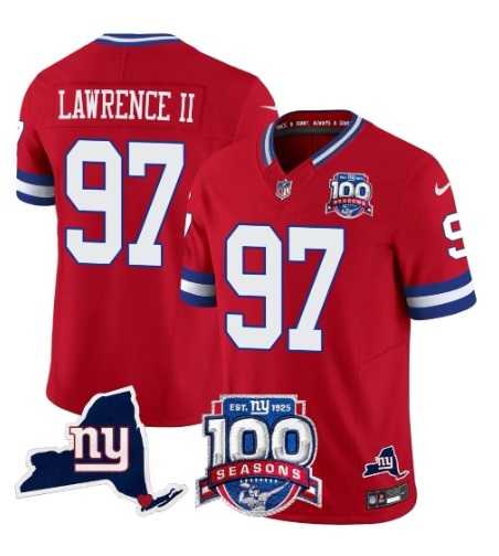 Men & Women & Youth New York Giants #97 Dexter Lawrence II Red 2025 F.U.S.E. 100th Season & State Patch Vapor Limited Stitched Jersey->new york giants->NFL Jersey