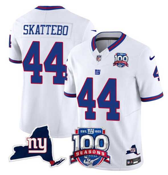 Men & Women & Youth New York Giants #44 Cam Skattebo White 2025 Draft F.U.S.E. 100th Season & State Patch Vapor Limited Stitched Jersey->new york giants->NFL Jersey
