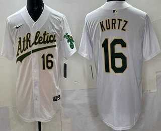 Men%27s Oakland Athletics #16 Nick Kurtz White Limited Jersey->oakland athletics->MLB Jersey