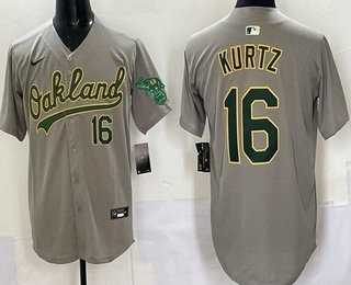 Men%27s Oakland Athletics #16 Nick Kurtz Gray Limited Jersey->milwaukee brewers->MLB Jersey