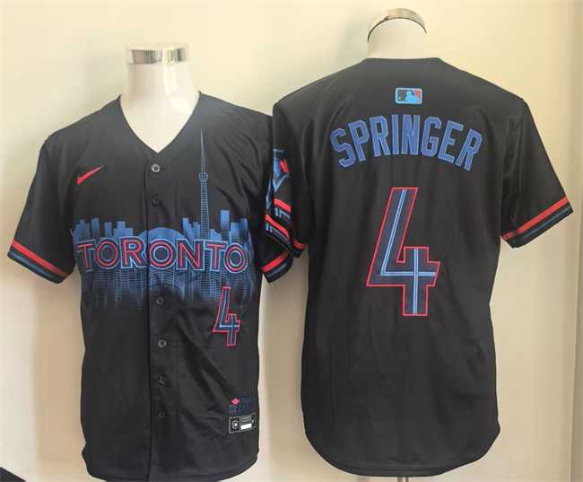 Men%27s Toronto Blue Jays #4 George Springer Navy 2024 City Connect Limited Stitched Baseball Jersey->san diego padres->MLB Jersey