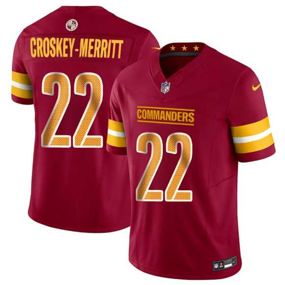 Men%27s Washington Commanders #22 Jacory Croskey-Merritt Burgundy 2025 Draft F.U.S.E. Vapor Limited Stitched Jersey Dzhi->washington commanders->NFL Jersey