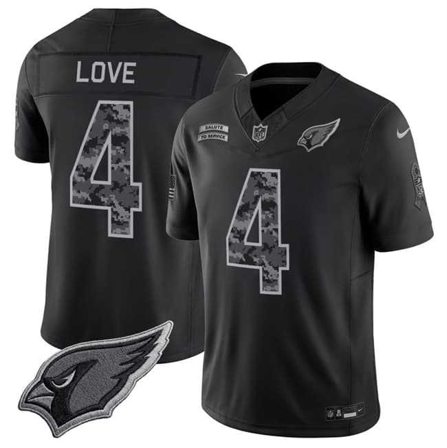 Men%27s Arizona Cardinals #4 Jeremiyah Love Black 2026 F.U.S.E. Salute to Service Limited Stitched Jersey->arizona cardinals->NFL Jersey