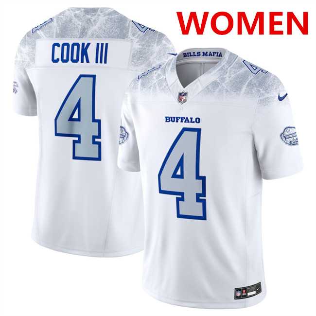 Womens Buffalo Bills #4 James Cook III White 2025 F.U.S.E. Rivalries Vapor Untouchable Stitched Jersey Dzhi->buffalo bills->NFL Jersey