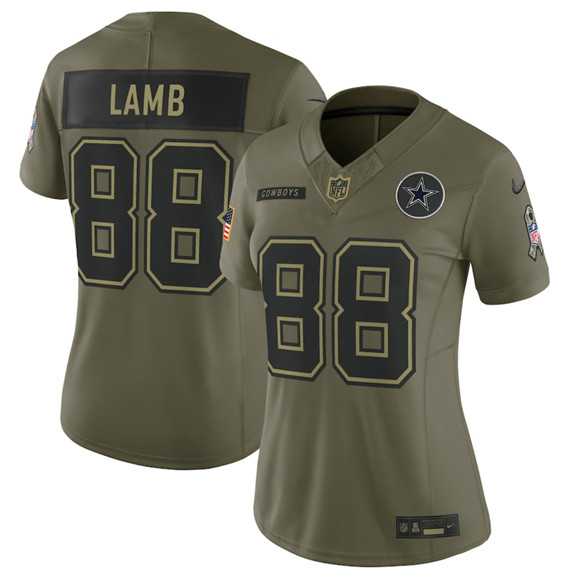 Women%27s Dallas Cowboys #88 CeeDee Lamb Olive 2025 Salute to Service Limited Stitched Jersey Dyin->buffalo bills->NFL Jersey