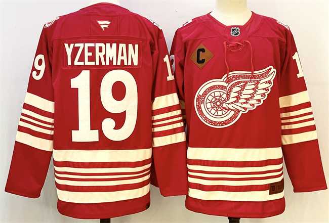 Mens Detroit Red Wings #19 Steve Yzerman Red 2025-26 With C Patch Centennial Premium Stitched Jersey->detroit red wings->NHL Jersey