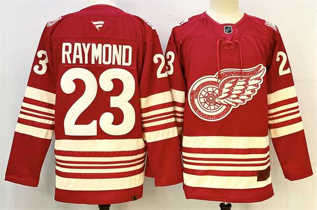 Mens Detroit Red Wings #23 Lucas Raymond Red 2025-26 Centennial Premium Stitched Jersey->detroit red wings->NHL Jersey