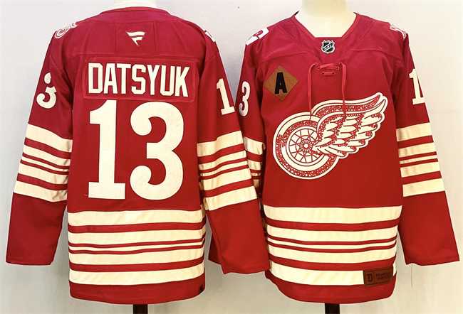 Mens Detroit Red Wings #13 Pavel Datsyuk Red 2025-26 With A Patch Centennial Premium Stitched Jersey->detroit red wings->NHL Jersey