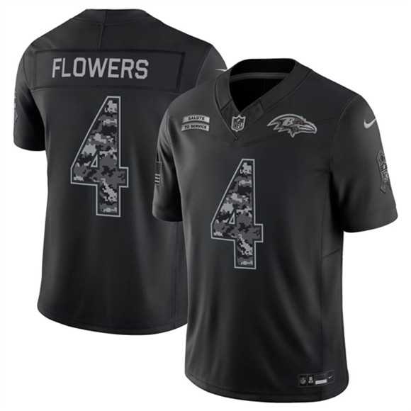 Men%27s Baltimore Ravens #4 Zay Flowers Black F.U.S.E. 2026 Salute to Service Limited Stitched Jersey->baltimore ravens->NFL Jersey