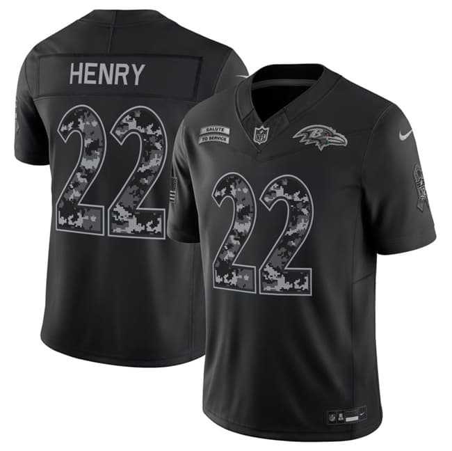 Men%27s Baltimore Ravens #22 Derrick Henry Black F.U.S.E. 2026 Salute to Service Limited Stitched Jersey->baltimore ravens->NFL Jersey