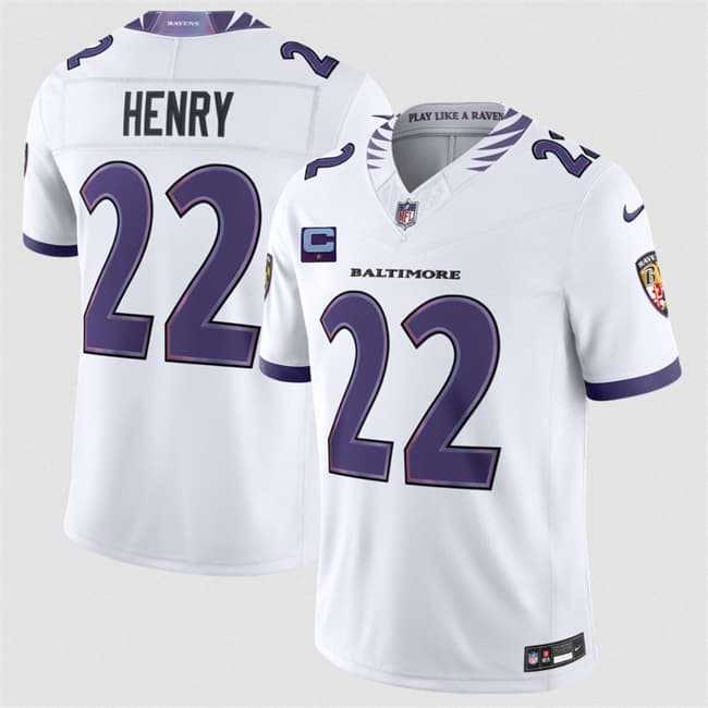 Men%27s Baltimore Ravens #22 Derrick Henry White 2026 With 1-Star C Patch F.U.S.E. Vapor Limited Stitched Jersey->baltimore ravens->NFL Jersey