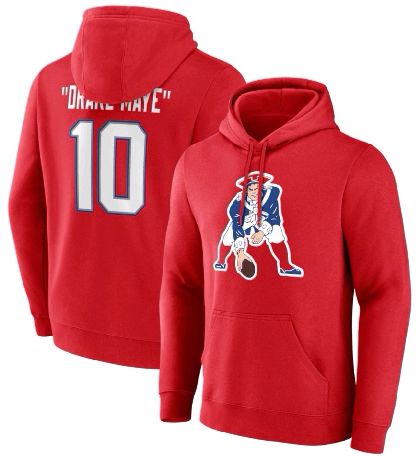 Drake Maye New English Patriots Nickname Hoodie Red->new england patriots->NFL Jersey