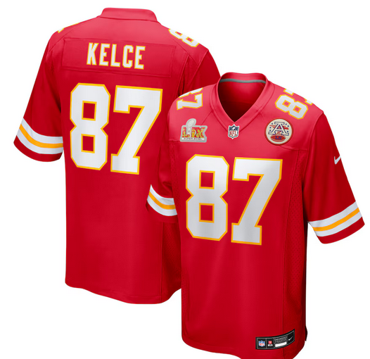 Men's Kansas City Chiefs #87 Travis Kelce Nike Red Super Bowl LIX Game Jersey->kansas city chiefs->NFL Jersey