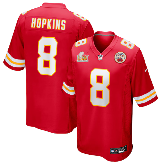Men's Nike #8 DeAndre Hopkins Red Kansas City Chiefs Super Bowl LIX Game Player Jersey->kansas city chiefs->NFL Jersey