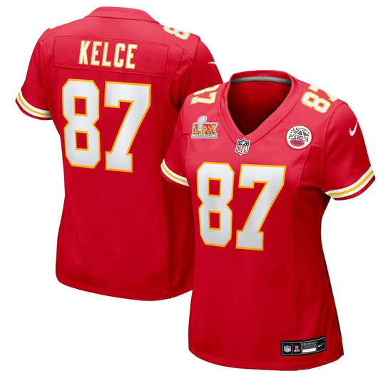 Women's Nike #87 Travis Kelce Red Kansas City Chiefs Super Bowl LIX Game Jersey->manchester united jersey->Soccer Club Jersey